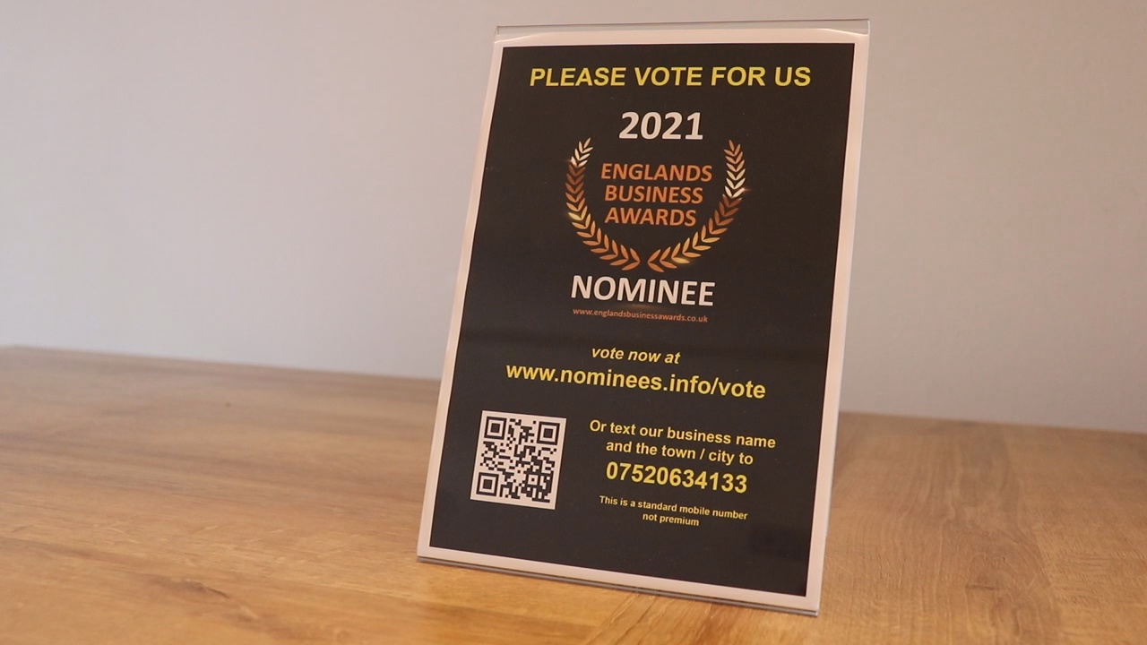 englands business awards A5 promotional stands